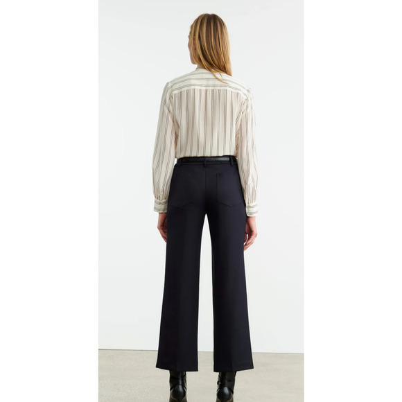 NEW! Nili Lotan 8 Wide Leg High Rise Wool $650 Enya Dress Pants Crop Black - Picture 6 of 10